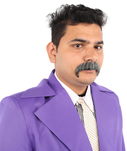HPO  Men's Horseshoe Fake Human Hair Mustache | Facial Hair Multiple Colors Options