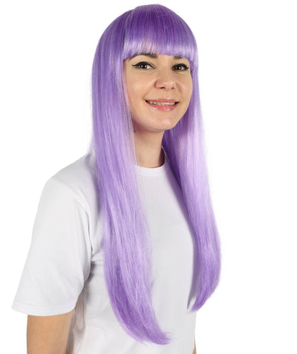 HPO Women's Vibrant Lavender Roleplay Purple Wig | Flame-resistant Synthetic Fiber with Capless Cap | Ideal for party, Halloween, cosplay, theater, drag, performance, costume events