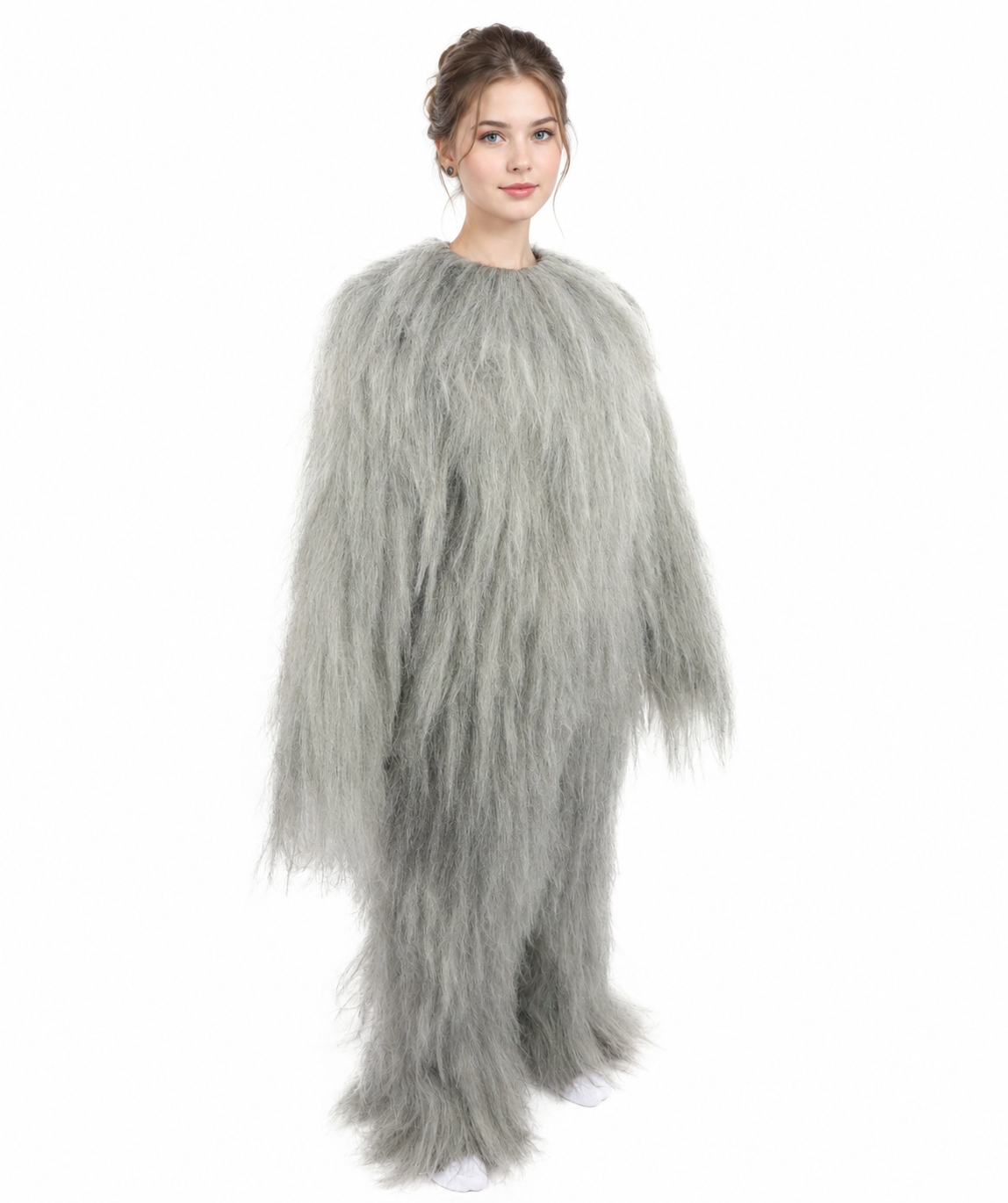 HPO Teen Extreme Hairy Person Costume Bundle & Mask Set - Full-Body Hair Suit Extra-Long Costume Wig for Halloween, Cosplay & Parties - Multiple Color Options