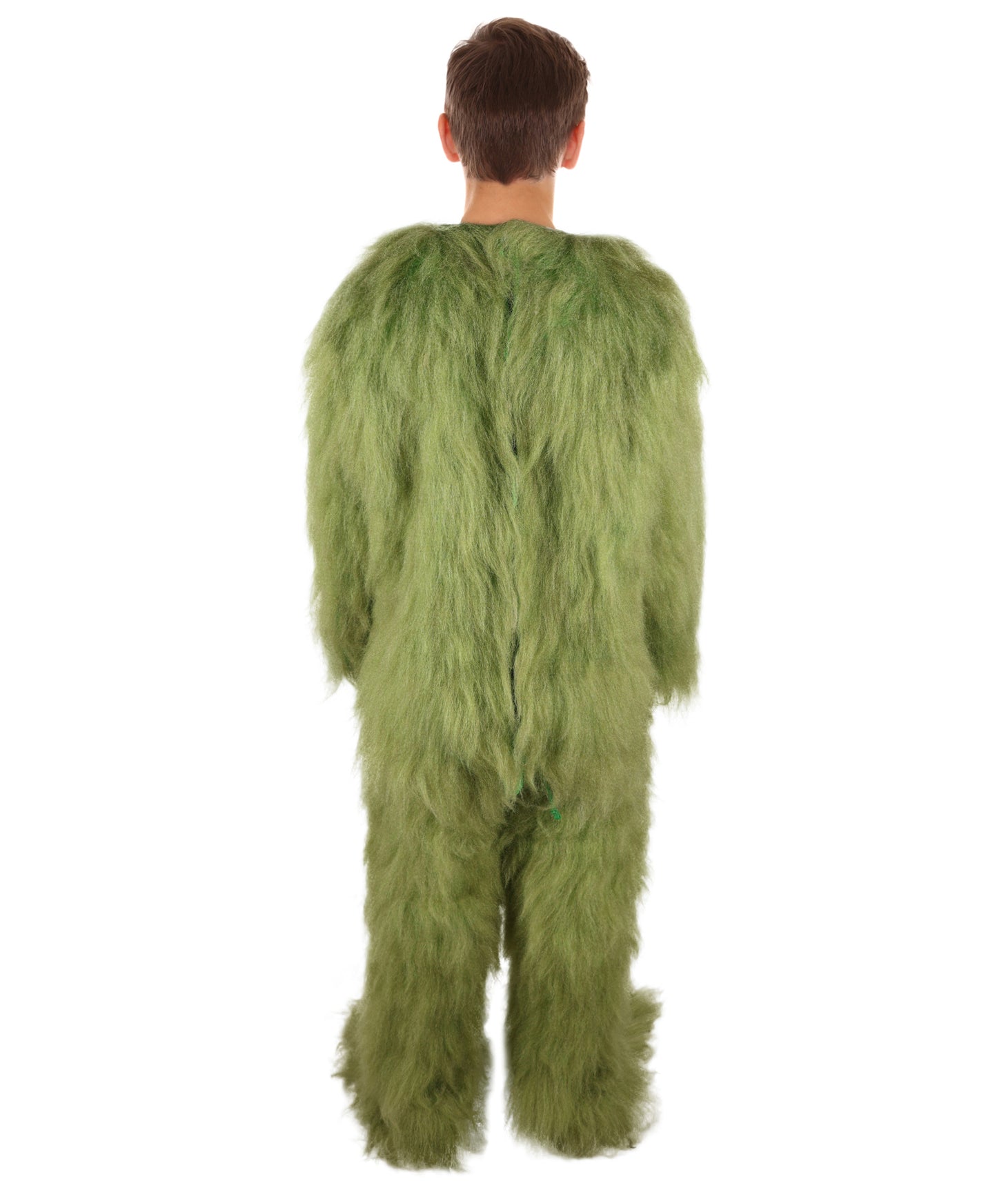 HPO Adult Unisex Olive Green Monster Soft Furry Full Costume, Bundel Set with Mask | Cosplay Mask | Flame-retardant Synthetic Fabric