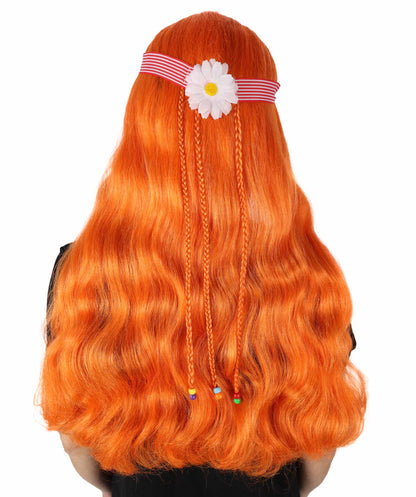 HPO Women's 60's Long Multiple Hippie Groovy Wig, Flame-retardant Synthetic Fiber