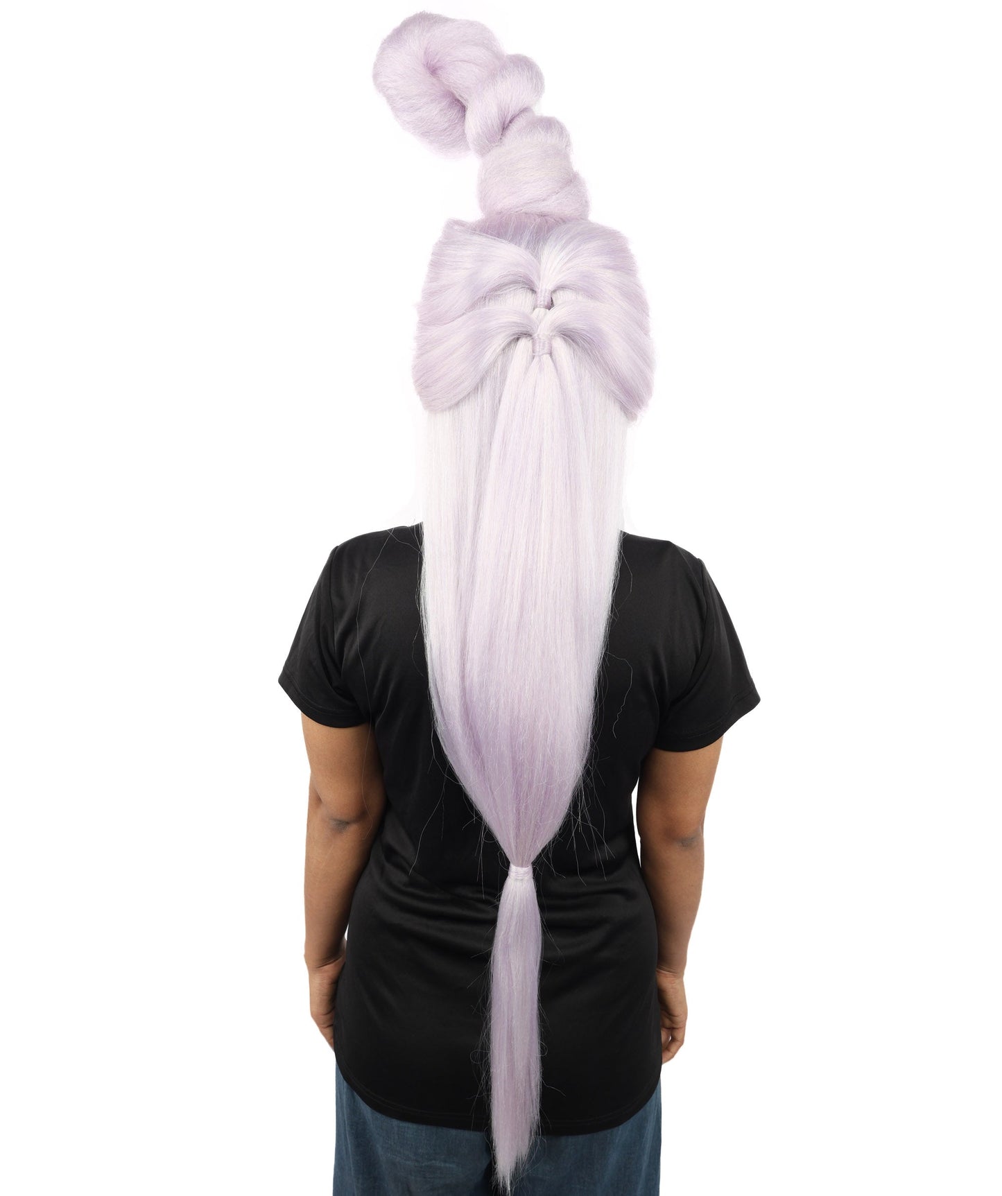 HPO Adult Women's Sculpted Loop Topknot Wig | Multiple Color Options | Create of synthetic fiber, gravity-defying twisted vertical bun with long face-framing strands, breathable base | Party, Halloween, theater, drag, performance, costume events
