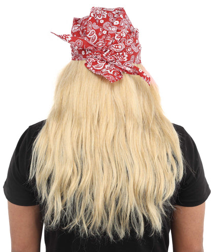 HPO Men’s Long Mullet Style Wig with Moustache and Red Hat | Extended Back Hair with Facial Set | Party Styling for Theme Events, Cosplay & Stage Roles