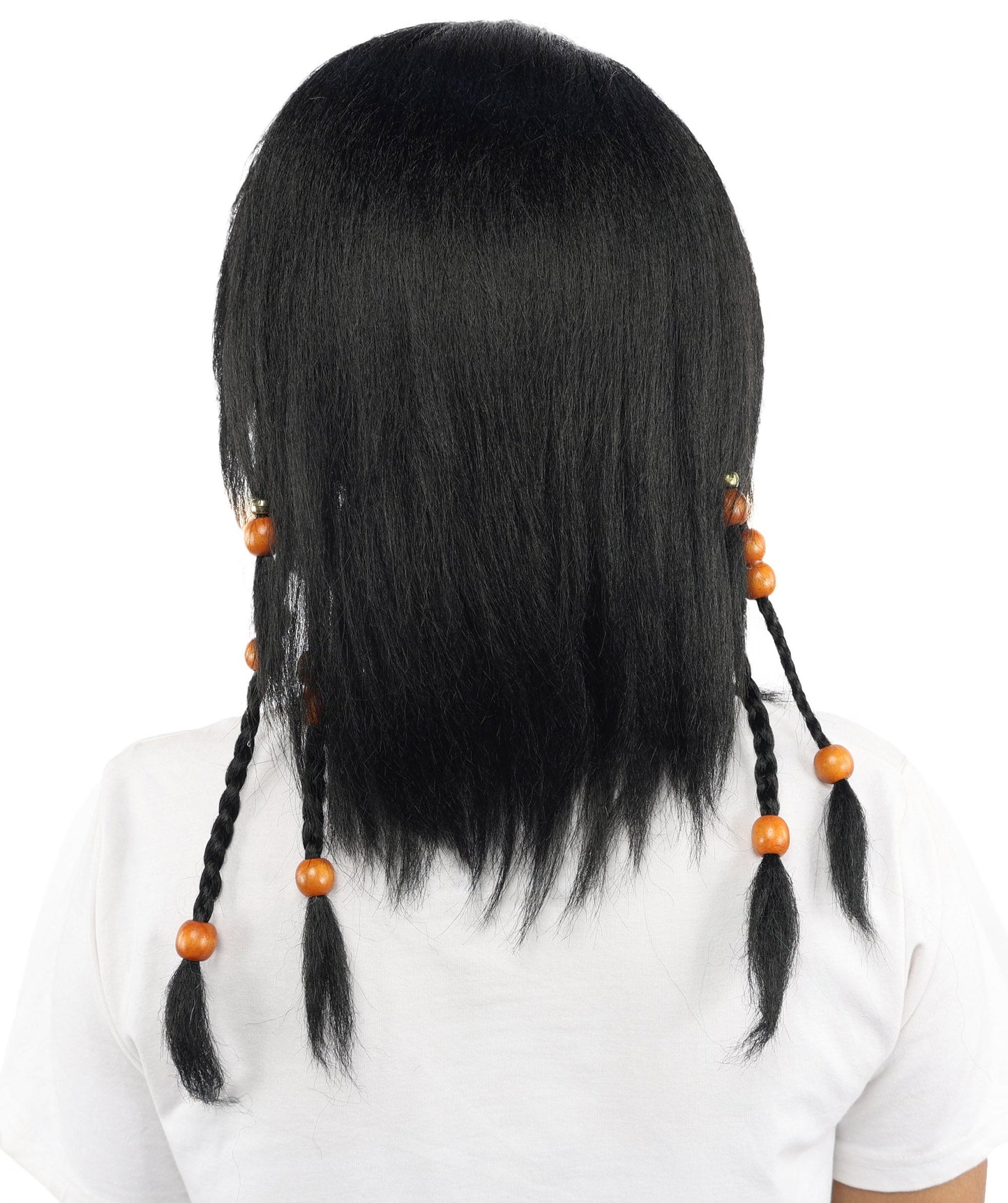 HPO Adult Women's Long Tribal Braided Wig | Multiple Color Options | Dark Shaggy Bob with Beaded Strands, Synthetic Fiber & Breathable Cap | Halloween, Sci-Fi Roleplay, Fantasy Costume