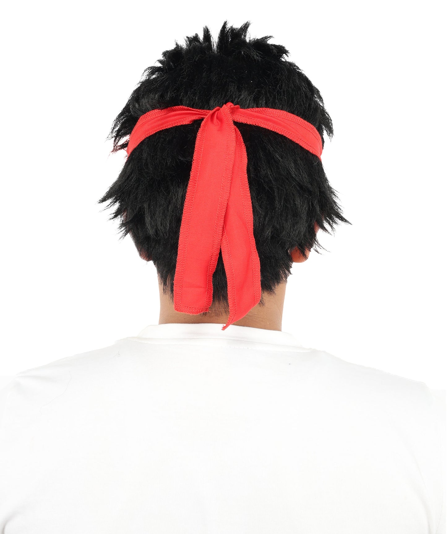HPO Black Spiky Wig with Red Headband | Short Cosplay Hair for Men | Synthetic Fiber | Anime Outfit for Halloween, Events & Roleplay