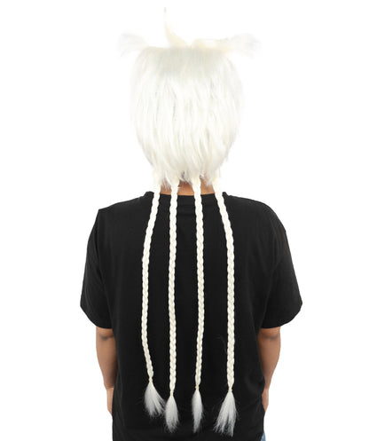 HPO Adult Women's Animal Ear Braided Wig | Multiple Color Options | Synthetic fiber, short bob with sculpted ears and long micro-braids, breathable base | Party, Halloween, theater, drag, performance, costume events