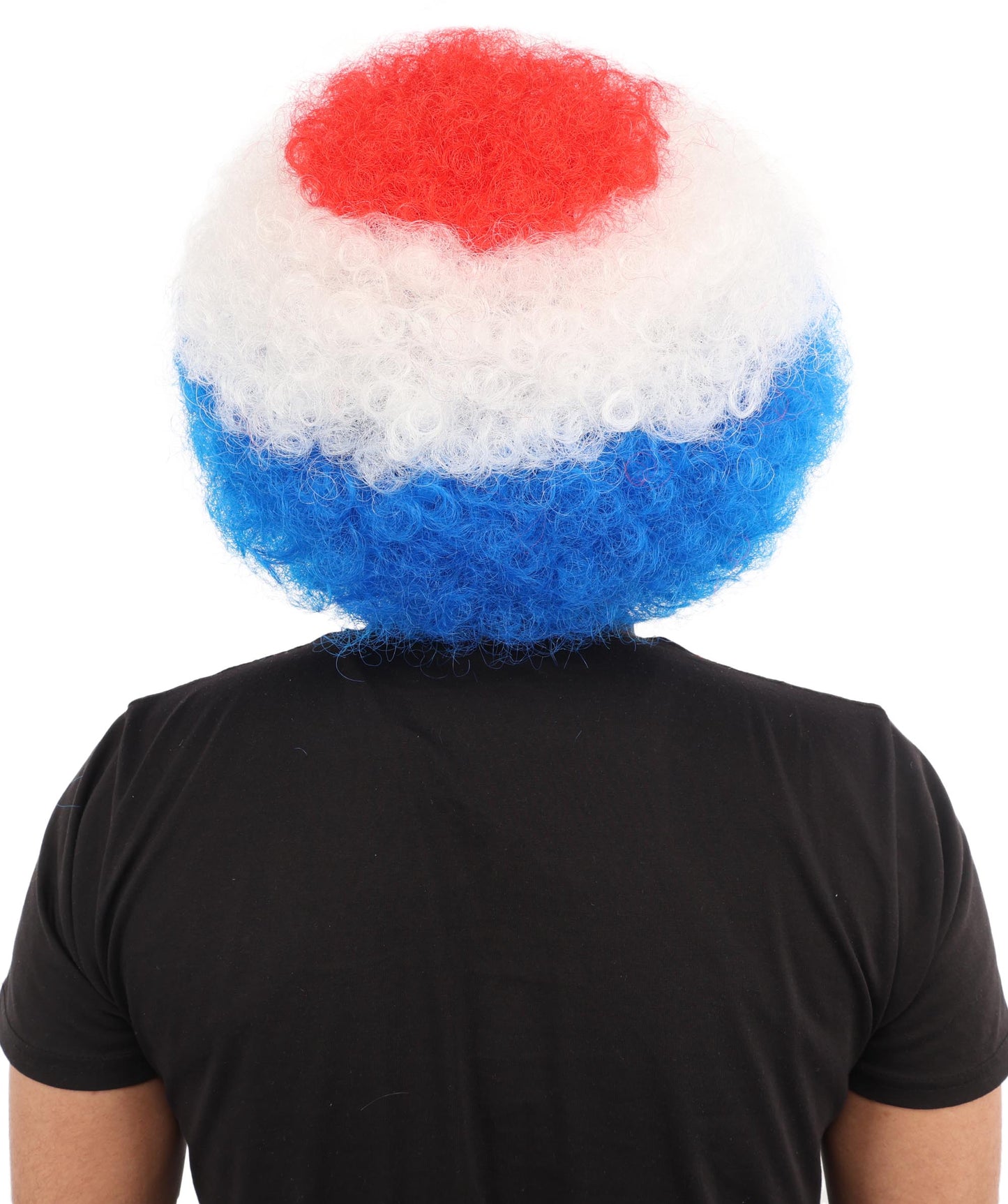 HPO  Tricolor Afro Style Netherlands Flag Wig | Flame-retardant Synthetic Fiber with Capless Construction | Ideal for Party, Halloween, Cosplay, Theater, Drag, Performance, Costume Events