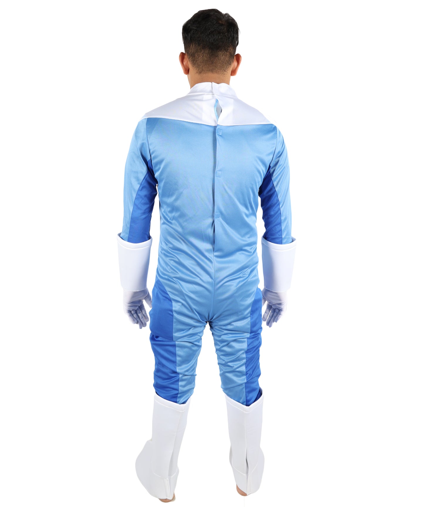 HPO Men’s Ultimate Sci-Fi Team Blue and White Costume | 3-in-1 Jersey Dress with Hand Gloves | Futuristic Cosplay Outfit