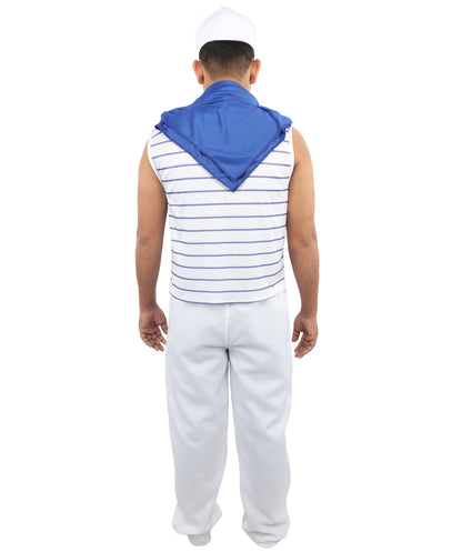HPO Men’s Fever French Sailor White & Blue Costume by Smiffys – Striped Shirt & Sailor Hat