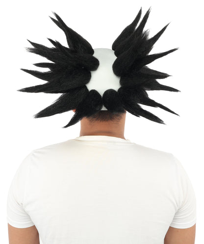 HPO Adult Men's Spiky Bald Illusion Wig | Multiple Color Options  |  Two-tone vibrant hue, create of synthetic fiber, stiff spiked volume, integrated forehead piece | Party, Halloween, theater, drag, performance, costume events