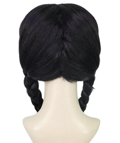 HPO Women's Fantasy Long Braided Black Wig | Elegant Adults Cosplay Hairpiece | Halloween Roleplay & Themed Events