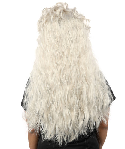 HPO Women's Elegant Fantasy Updo wig | Grey, created of flame-retardant synthetic fiber, sculpted flowing waves, capless base | Theater stage, Halloween, drag, costume events