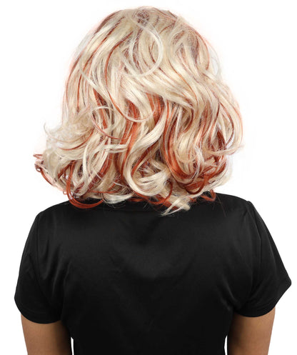 HPO Women’s Long-Length Multicolor Carnival Wig | Curly Hair Fancy Dress for Halloween, Festivals & Roleplay Events | Capless Cap Design