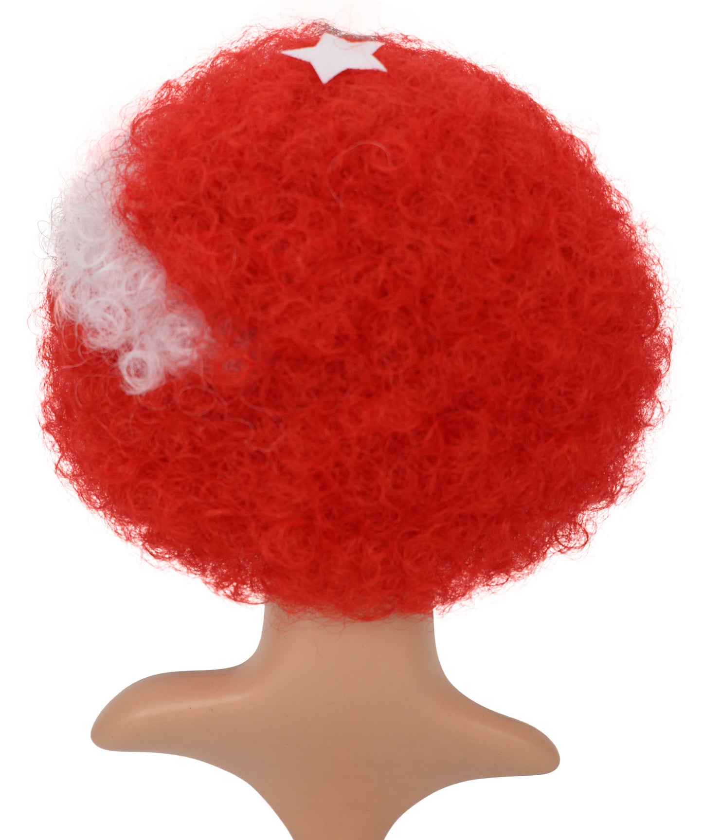 HPO Unisex Turkey Flag Clown Wig – Red & White Afro Style | Turkey Flag Clown Wig for Sports Fans, National Events & Theme Parties