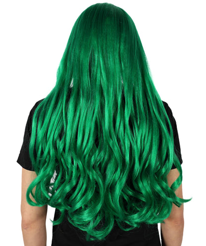 HPO Women's Red Long Wavy Desire Wig with Front Bangs | Halloween and Party Wig | Flame-retardant Synthetic Fiber  |  Premium Breathable Capless Cap