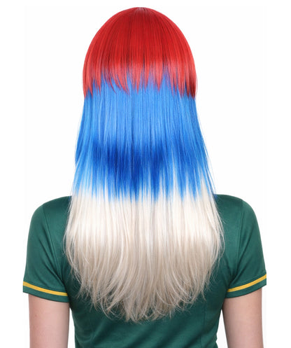 Serbia Flag Sport Party Long Bob Wig | Premium Breathable Capless Cap