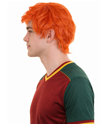 Ginger Tony Mens Wig | Orange Fancy  Halloween Wig | Premium Breathable Capless Cap
