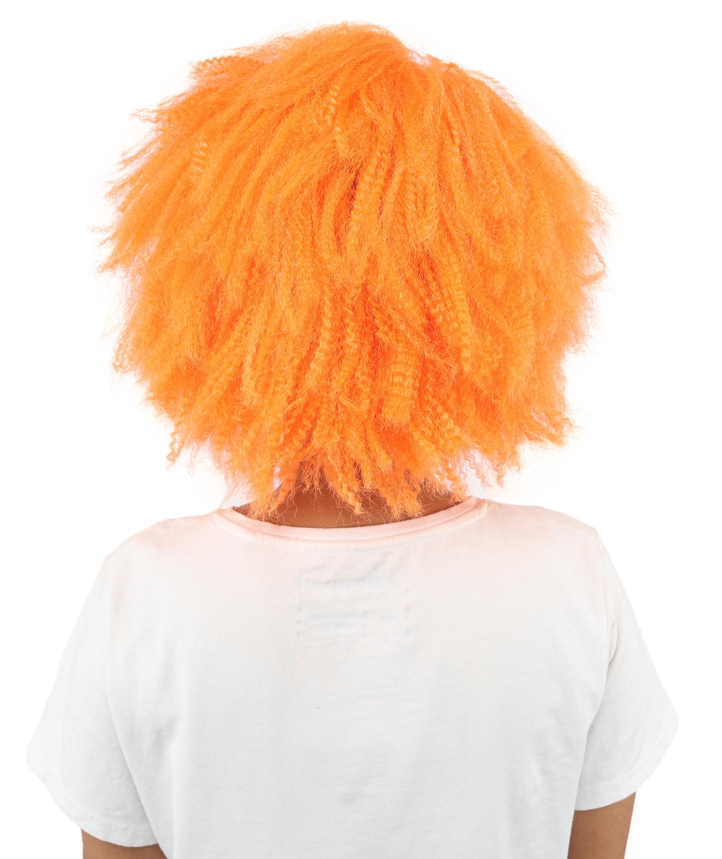 HPO Women’s Horror Doll Character-Inspired Spiky Orange Wig | Short Scary Hairpiece | Ideal for Halloween Costume Cosplay