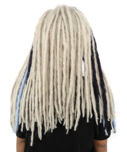 HPO Women's Long Straight Fantasy Dreadlocks Wig – Multicolor Highlights for a Magical Sleek Look | Ideal for Cosplay, Themed Parties, and Fantasy Characters