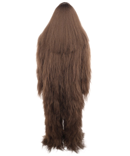 HPO Unisex Extreme Hairy Person Costume, Mask and Bundle - Full-Body Hair Suit Extra-Long Ash Brown Costume Wig for Halloween, Cosplay & Parties