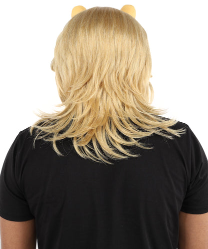 Medium Blonde Layered Fantasy Wig For Men's | Extended Length Hairpiece with Defined Layers | Styling for Theme Events, Stage Roles & Parties