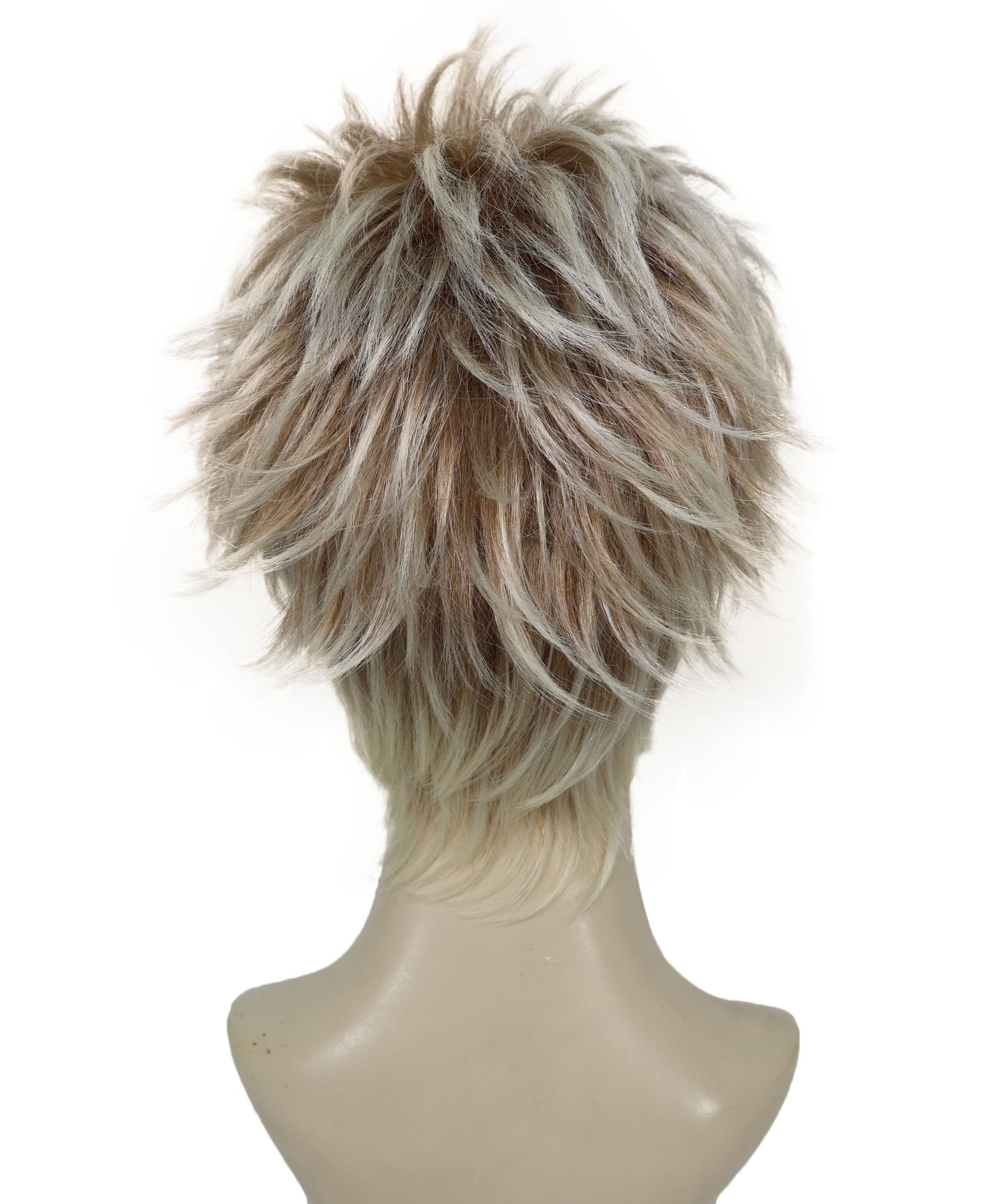 Women’s Short Spiky 80s Style Punk Blonde Wig | Teased Wave with Platinum Tips for Women | Ideal for Halloween | Breathable Capless Cap