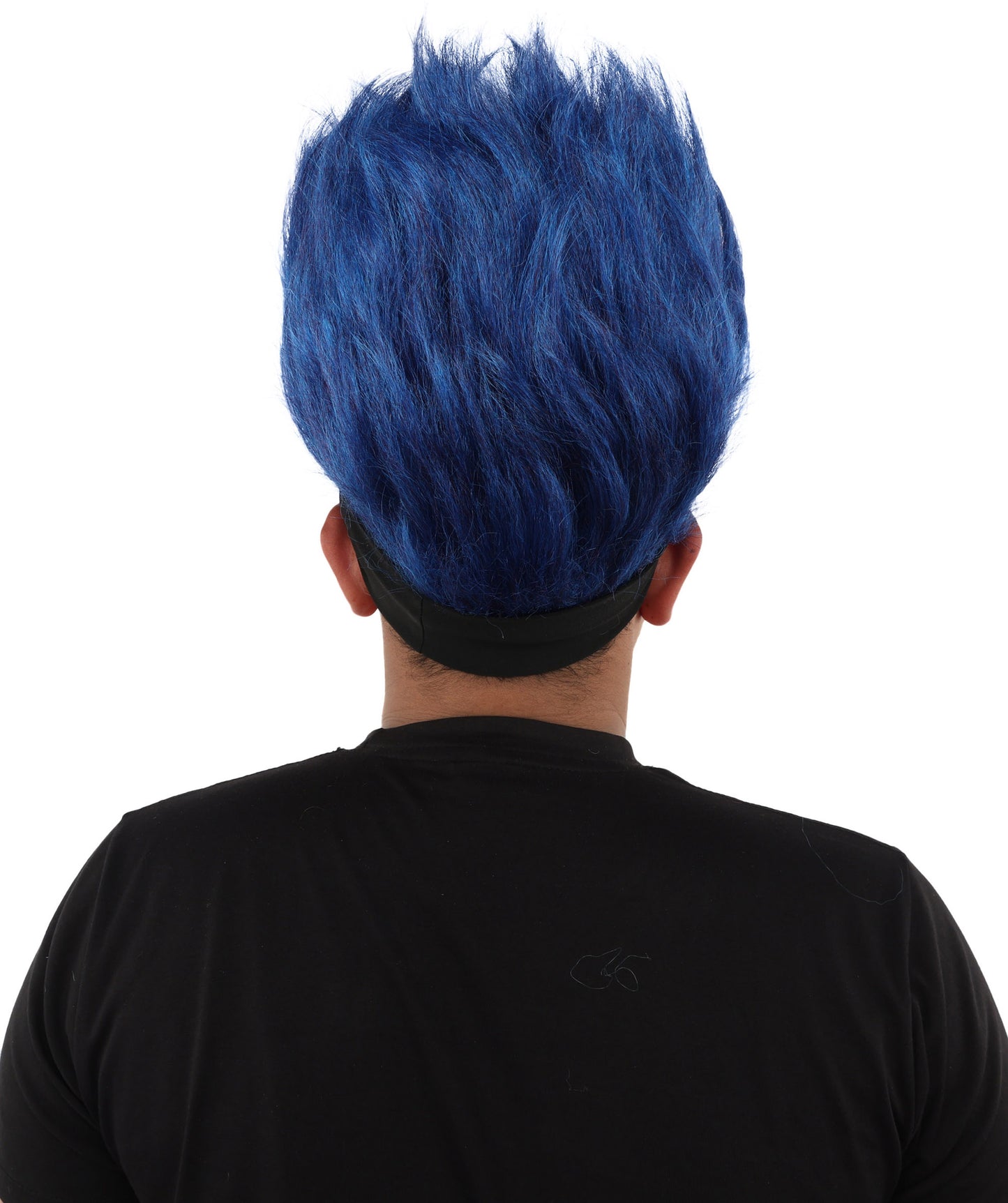 HPO Men's Navy Blue and White Mohawk Wig | Spiky Upright Flame-retardant Synthetic Fiber Headband Design | Halloween Themed Party Football Fan Gear