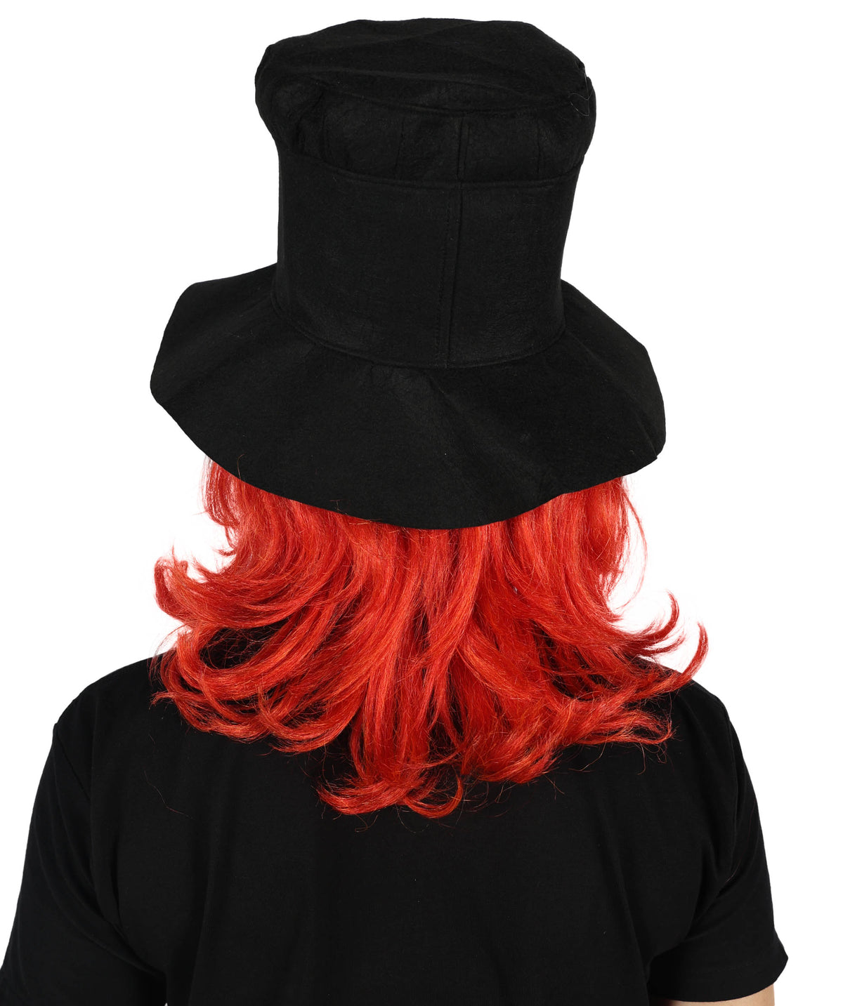 HPO Women's Elegant Gothic Orange Wig and Black Hat–Dark Chic Hairpiece Inspired by Modern Quirk, Premium Breathable Capless Cap