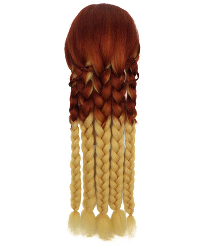 HPO Women’s Fiery Brown & Blonde Wig | Starfire-Inspired Long Straight Hairpiece | Halloween, Stage & Photo Shoot