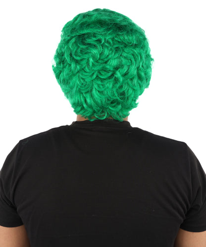 HPO Men’s Short Brown Curly Wig Beard & Mustache Set – Messy Sleepy Style Wig with Natural Afro Curls | Animated Movie-Inspired for Halloween & Cosplay Characters