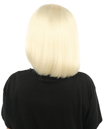 HPO Adult Women's Asymmetrical Bangs Bob Wig | Multiple Color Options | Create of synthetic fiber, sleek straight volume, breathable capless base | Party, Halloween, theater, drag, performance, costume events