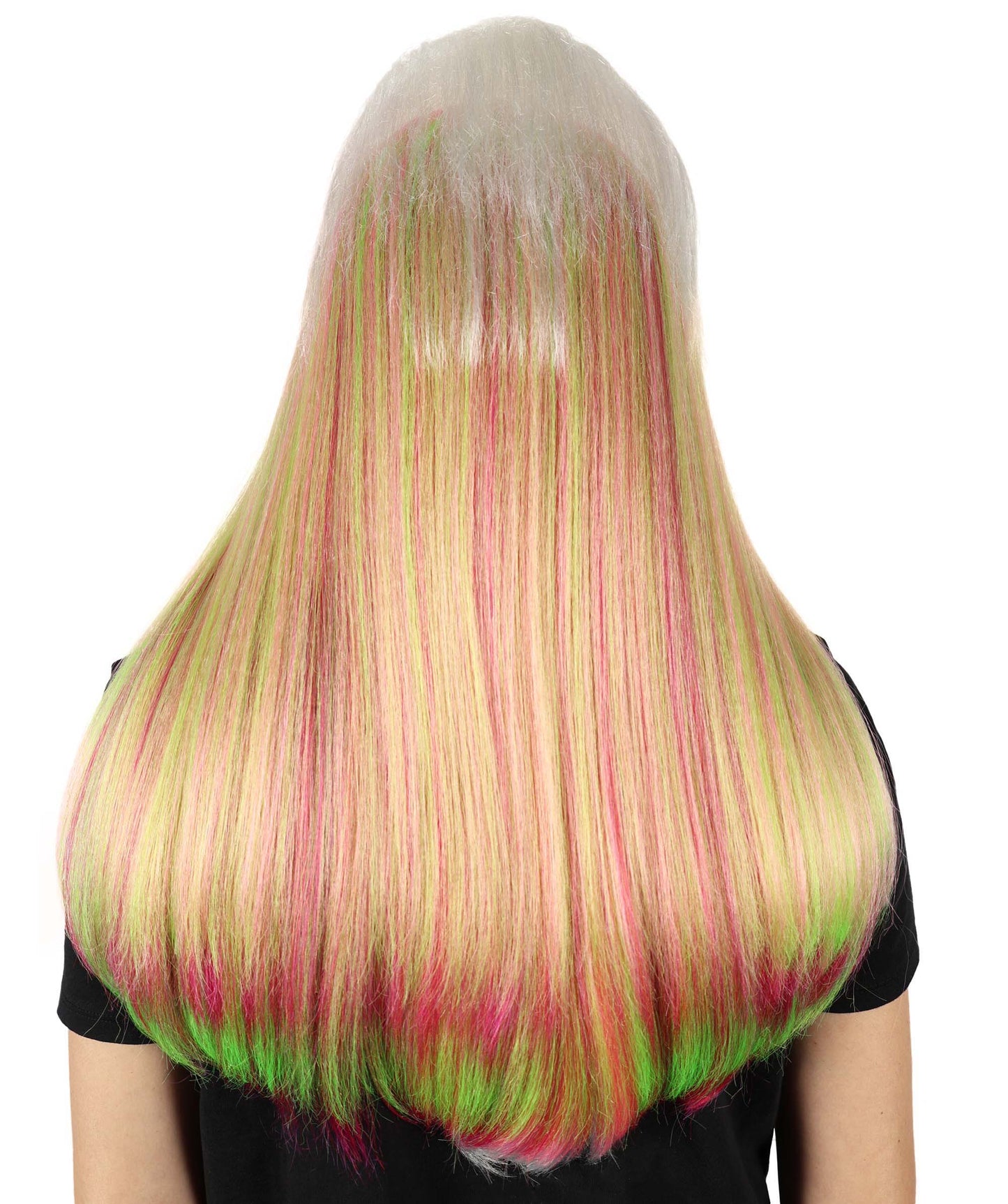 HPO Women’s Rainbow Long Wavy Bob Wig with Bangs | Synthetic Hair | Daily Wear, Cosplay, or Costume Use