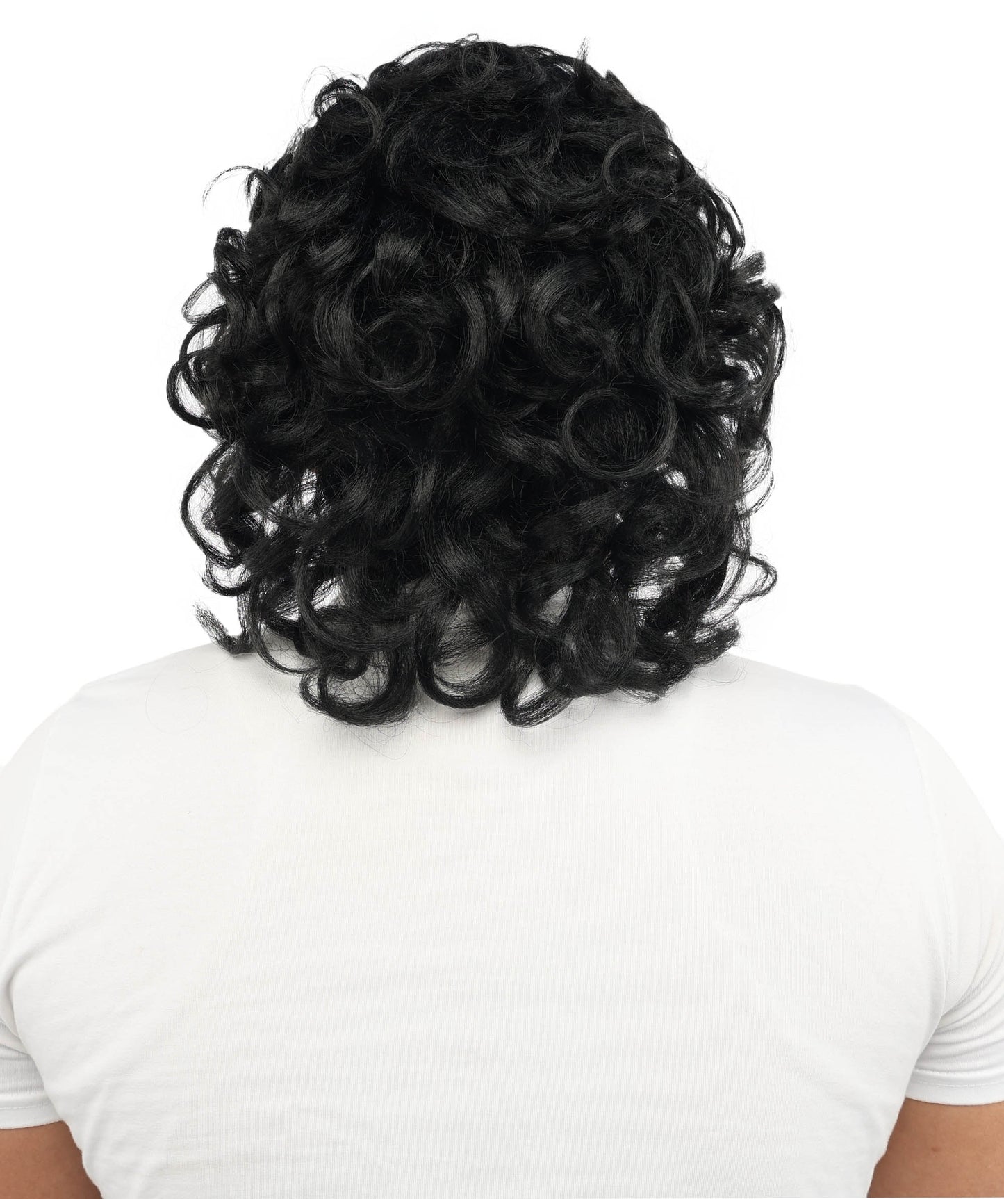 HPO Men’s 80s Light Brown Curly Mullet Wig | Flame-retardant Synthetic Fiber | Retro Movie Character Inspired Hairpiece for Cosplay & Halloween