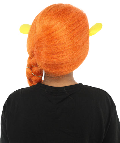 HPO Women's Long Braided Orange Wig | Flame-Retardant Synthetic Fiber With Capless Cap | Ideal For Theater, Halloween And Cosplay