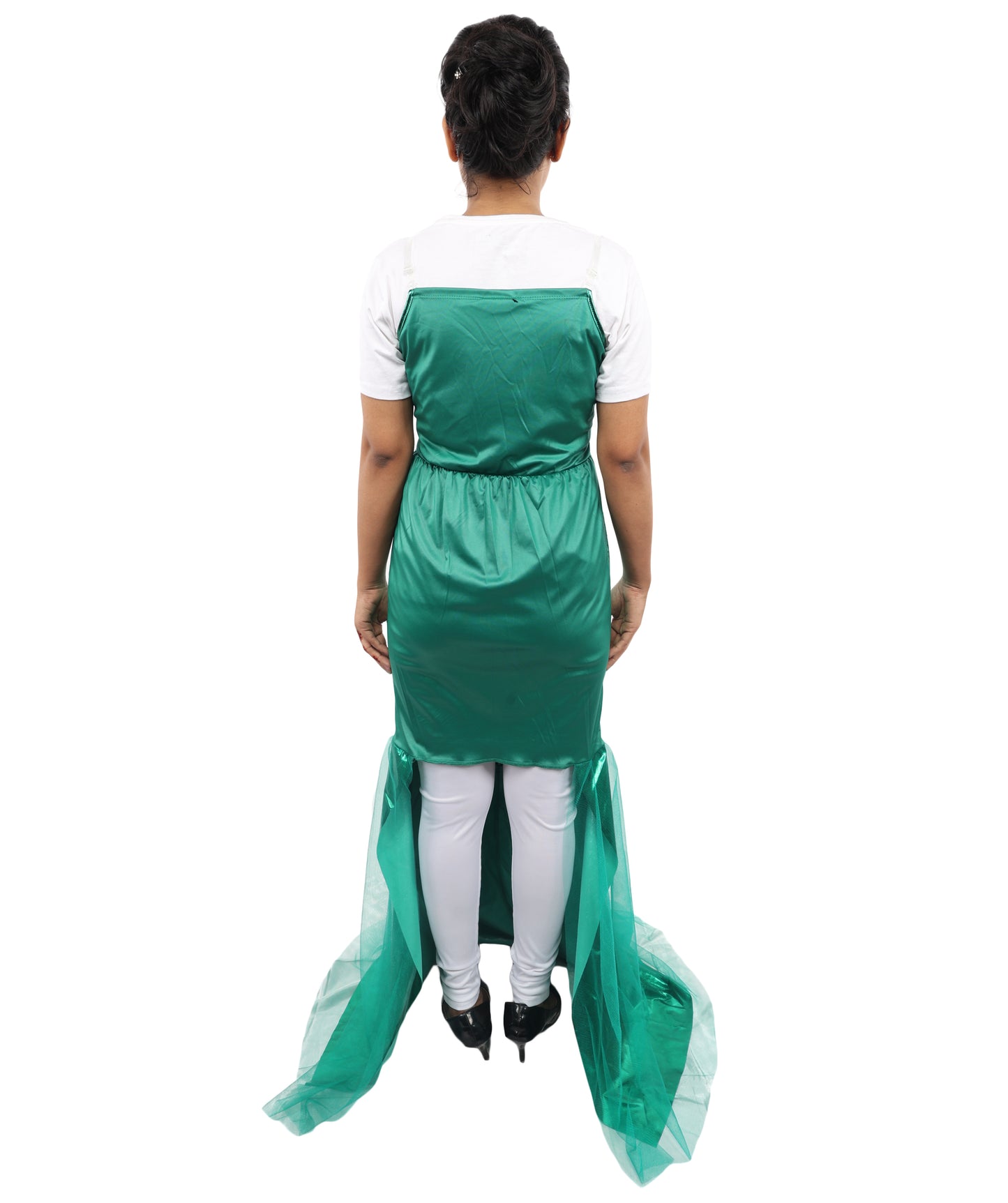 HPO Women's Green Fishtail Sequin Gown Costume | Elegant Shimmer Dress | Ideal for Halloween, Parties, Cosplay & Evening Themes