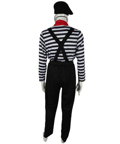 HPO Adult Men’s Classic Black and White Mime Costume – for Halloween and Themed Parties