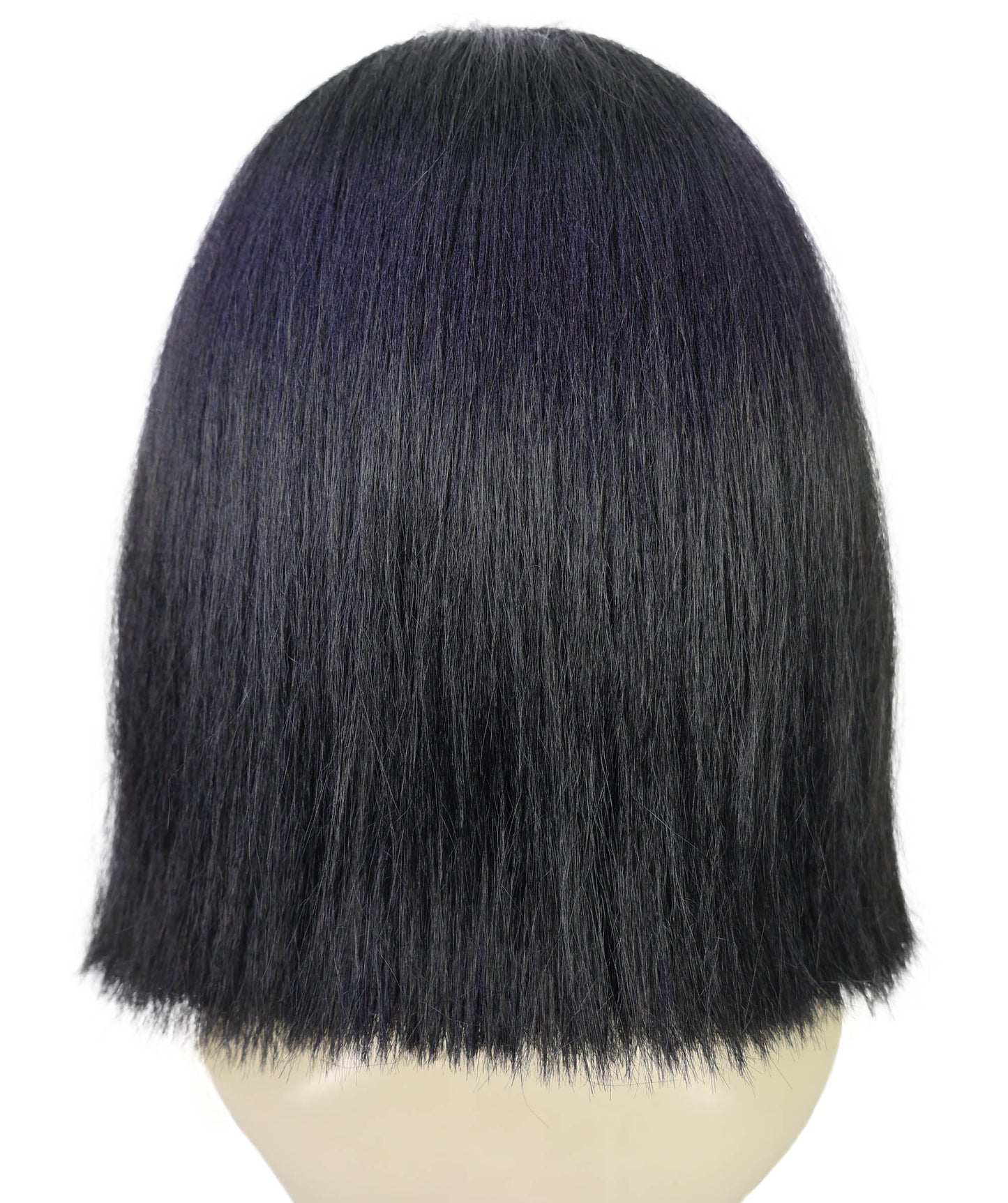 Women's Short Straight Black With Green Mixed Wig | Synthetic Costume Hairpiece with Breathable Capless Cap for Parties
