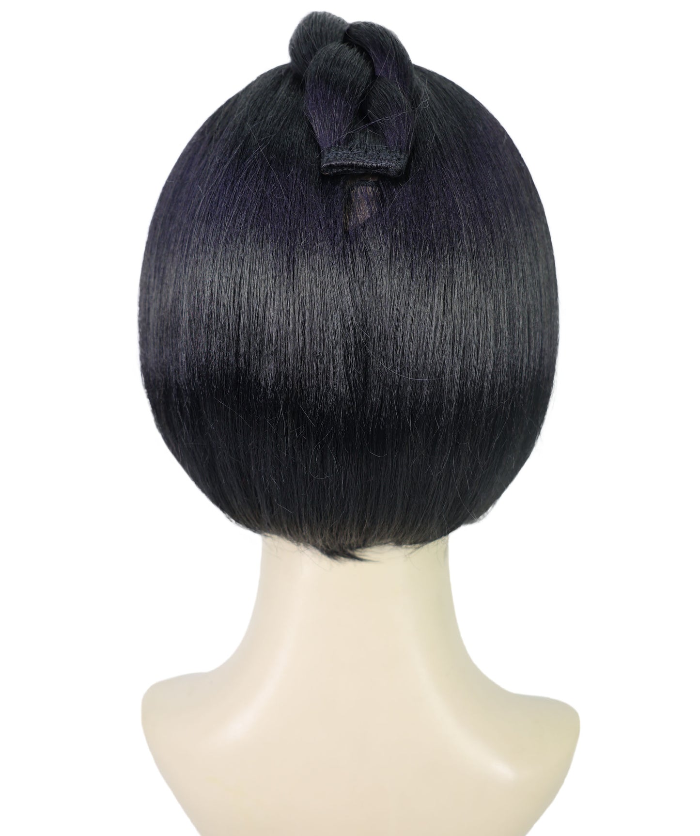 HPO Adult Women's Short Black Straight Anime Wig | Game-Inspired Character Wig with Crown & Blunt Bangs | Ideal Synthetic Hair for Cosplay, Costume & Conventions