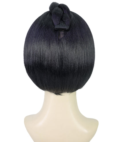 HPO Adult Women's Short Black Straight Anime Wig | Game-Inspired Character Wig with Crown & Blunt Bangs | Ideal Synthetic Hair for Cosplay, Costume & Conventions