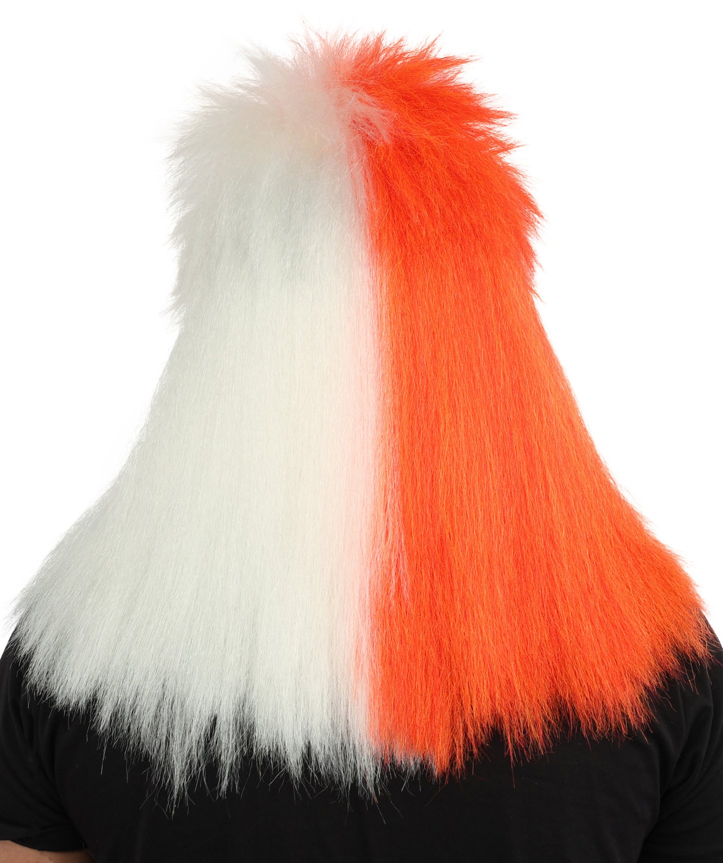 HPO Men’s Red & White Mohawk Wig | Flame-Resistant Fan Hair for Sports Events, Team Spirit Parties, Festivals & National Celebrations | Breathable Capless Cap