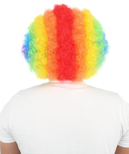 HPO Unisex Rainbow Afro Clown Wig | Multicolor Hairpiece with Standard Cap Design | Suitable for Cosplay, Parties, and Themed Events