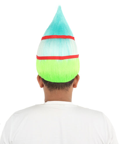 Adult Uzbekistan Flag Troll Wig – Tall Spiky Multicolor Synthetic Hair Wig | Ideal for Cosplay, National Events & Theme Parties
