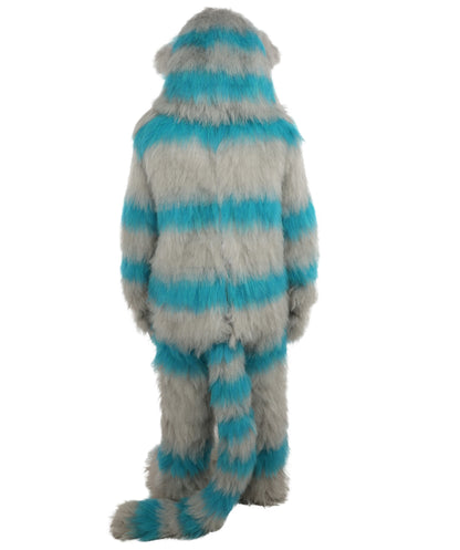HPO Unisex Cat Mascot Aqua Blue & Ash Grey Animal Costume Bundle & Mask Set with Cap & Cloth – Striped Cartoon Character Body Suit | Outfit for Cosplay & Parties