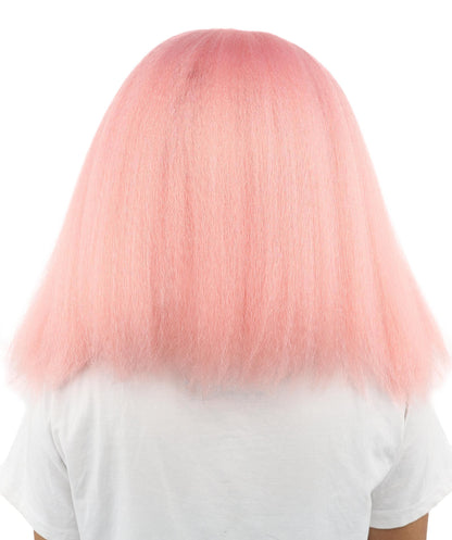 HPO Adult Women's Long Rounded Cartoon Hair Wig | Multiple Color Options | Bubble Bob, Deep Side Part, Heat Friendly Synthetic Strands & Breathable Net | Fancy Dress, Stage Show, Animated Character Events, Halloween & Festival