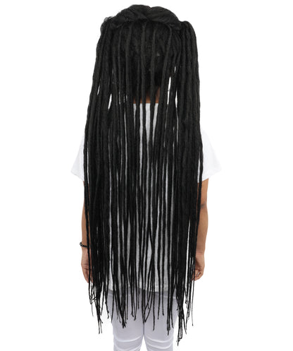HPO Adult Women's 41" Extra Long Dreadlock Lace Wig | Synthetic Flame-Retardant Fiber | Adjustable Cap for Halloween, Cosplay & Festivals