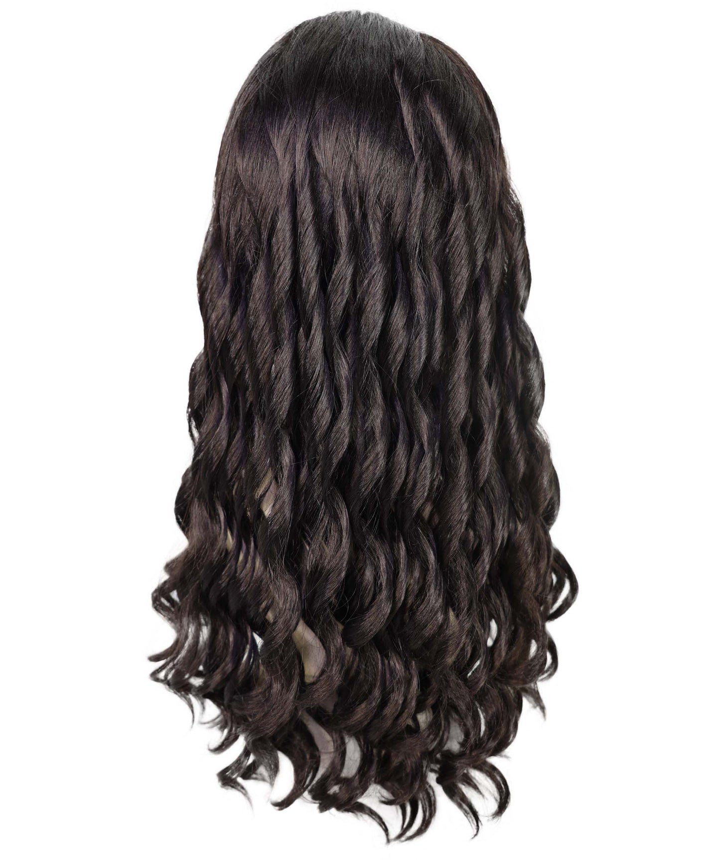 HPO Women’s Alanis Celebrity-Inspired 23-Inch Long Dark Brown Wavy Wig | Halloween and Cosplay Wig | Flame-retardant Synthetic Fiber