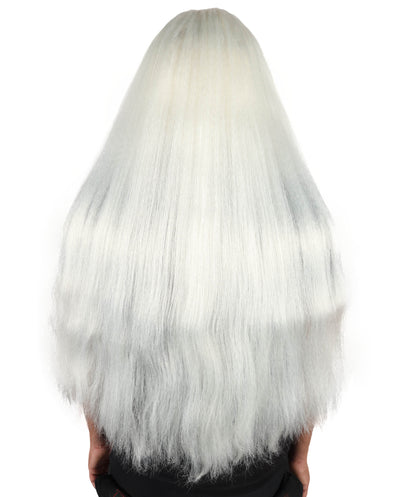 Men’s Fantasy Saga Wizard White Wig with Beard and Mustache Set, Breathable Capless Cap, Flame-retardant Synthetic Fiber