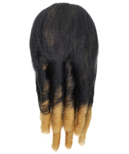 HPO Adult Men’s Short Teased Spiky Wig | Wild & Youthful Gold Blonde Mix Streaked Hairstyle for Costume Events