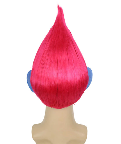 HPO Men's Pointy Diamond Guy Troll Wig with Blue Ears,Multiple Color,Flame-Retardant Synthetic Fiber