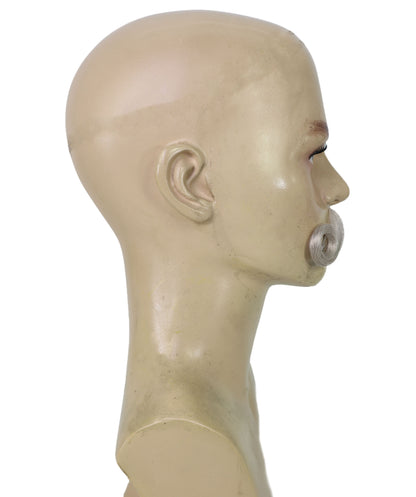 Men’s Grey Theatrical Curled Handlebar Mustache | Cosplay Facial Hair | Perfect for Halloween